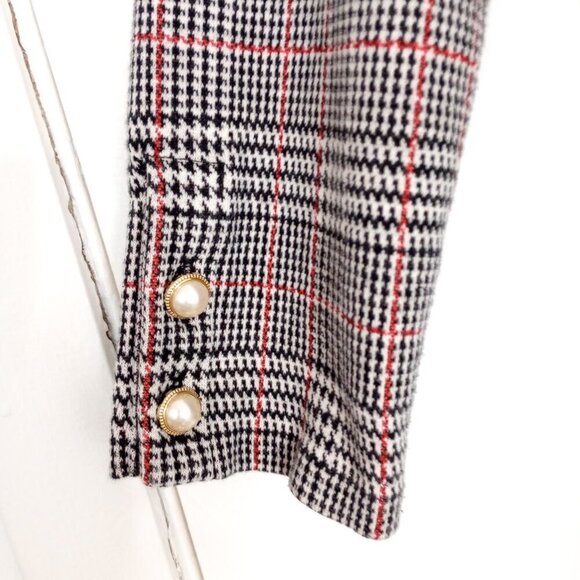 Talbots Houndstooth Plaid Boatneck 3/4 Sleeve Top - Picture 5 of 8